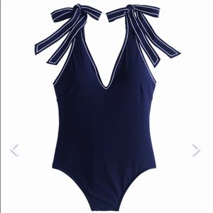 New J.Crew Navy Tie OnePiece Swimsuit